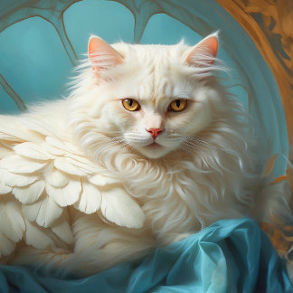 Elegant White Longhaired Cat-Bird Creature Jigsaw Puzzle