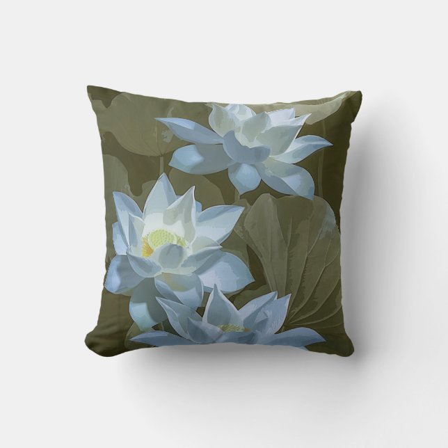 Elegant White Lotus Acrylic Artwork | Throw Pillow (Front)