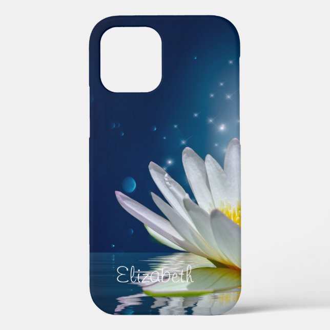 Elegant White Lotus Blue Case-Mate iPhone Case (Back)