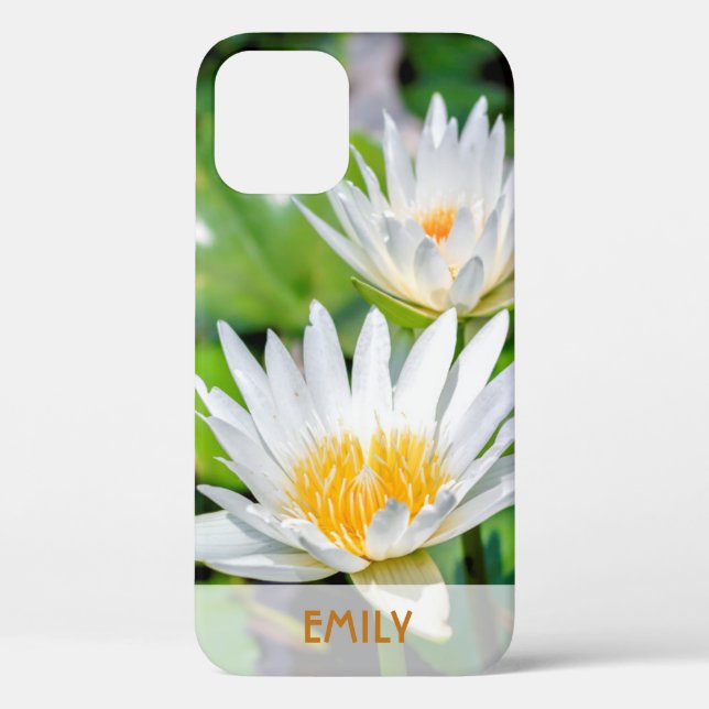 Elegant White Lotus Flower Name Personalized Case-Mate iPhone Case (Back)