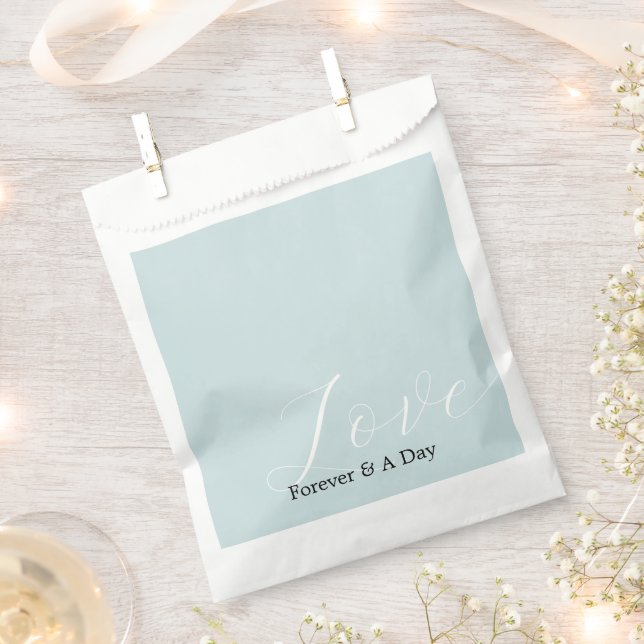 Elegant White Love Aqua Mint Wedding Favour Bag (Clipped)