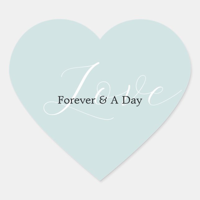 Elegant White Love Aqua Mint Wedding Heart Sticker (Front)