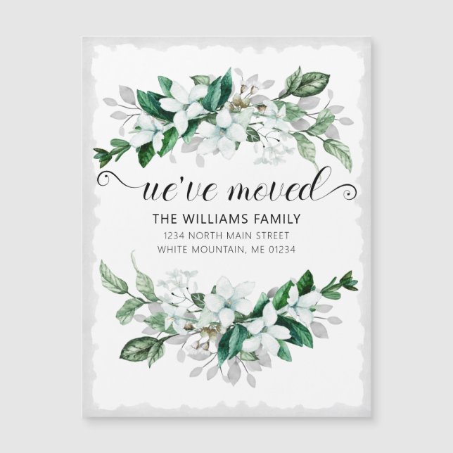 Elegant White Magnolia Watercolor Floral Moving (Front)