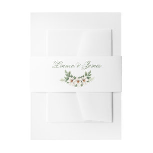 Elegant White Magnolia Winter Wedding Pine Tree  Invitation Belly Band