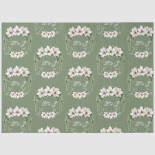 Elegant White Magnolia Winter Wedding Pine Tree Tissue Paper