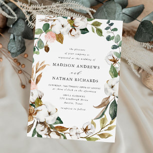 Elegant White Magnolias and Blush Floral Wedding Invitation