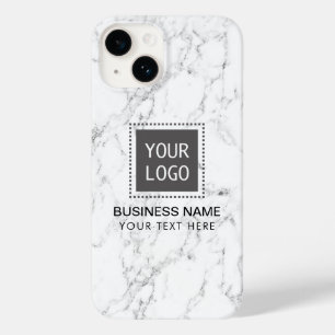 Elegant White Marble Corporate Custom Logo Case-Mate iPhone 14 Case