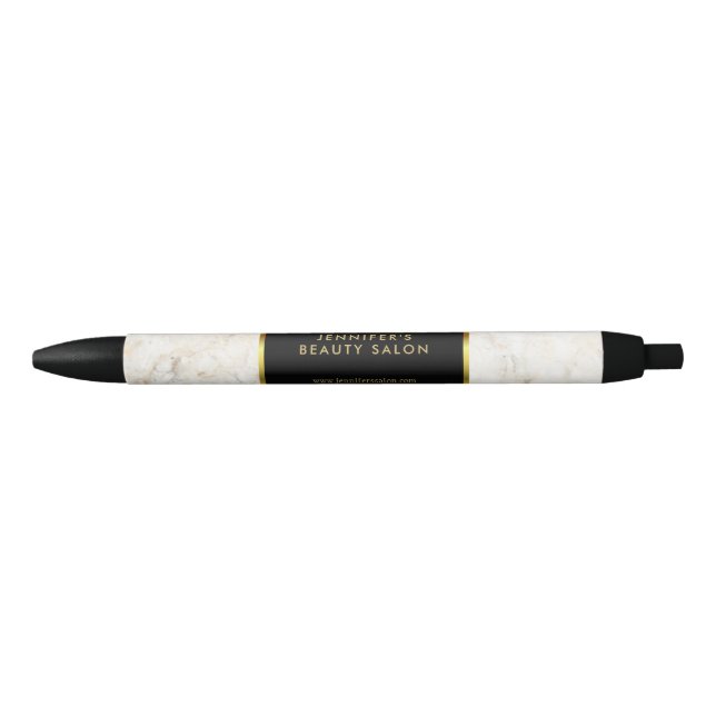 Elegant white marble gold black professional ink pen (Front)