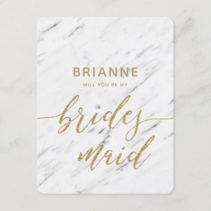 Elegant White Marble & Gold Will You Be Bridesmaid Invitation