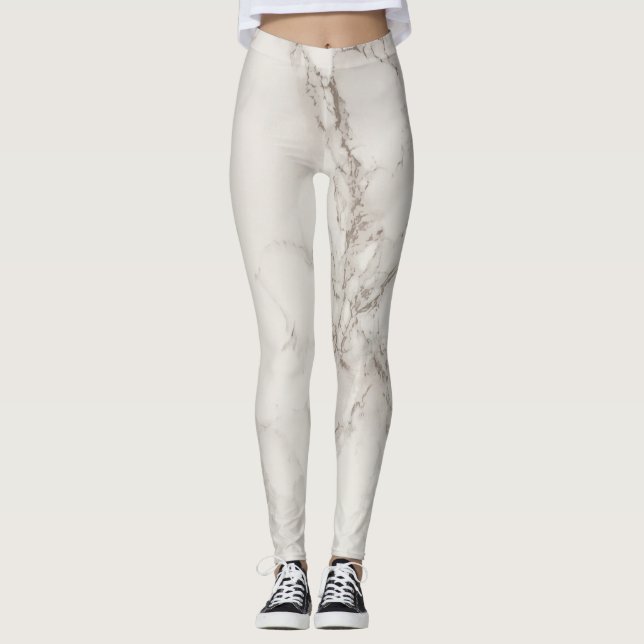 Elegant white marble leggings (Front)