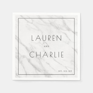 Elegant White Marble Minimalist Napkin