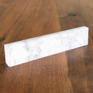Elegant White Marble Modern Nameplate