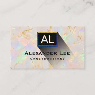 Elegant White Marble Monogram Modern Business Card