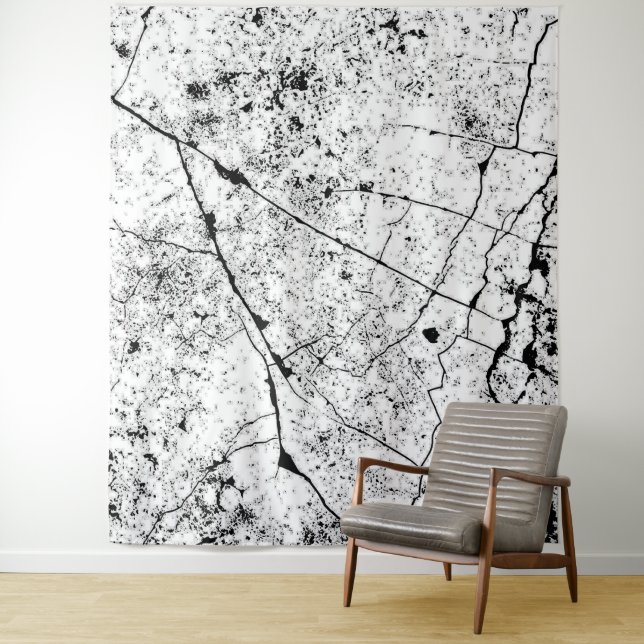 Elegant White Marble Pattern Tapestry (In Situ)