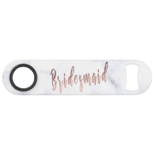 Elegant white marble & rose gold bridesmaid bar key