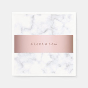 elegant white marble rose gold faux strip napkin