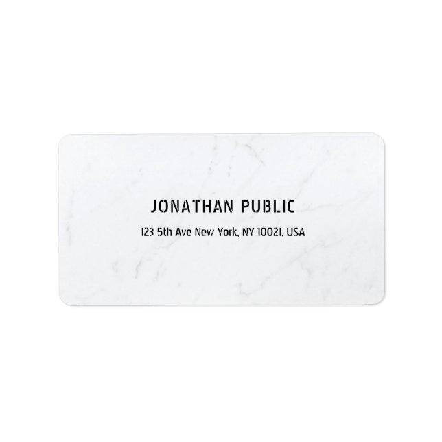 Elegant White Marble Smart Template Address Label (Front)