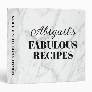 Elegant white marble stone fabulous recipe binder