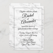 Elegant white marble stone wedding invitations