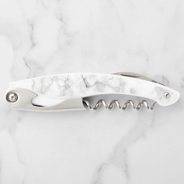 Elegant White Marble Texture Corkscrew (Front)
