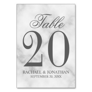 Elegant White Marble Wedding Table Number