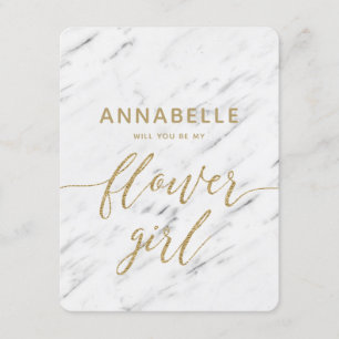 Elegant White Marble Will You Be My Flower Girl Invitation