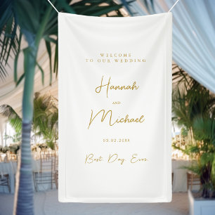 Elegant, White, Minimal Wedding  Banner