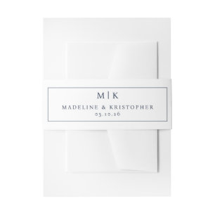 Elegant White Minimalist Initials Invitation Belly Band