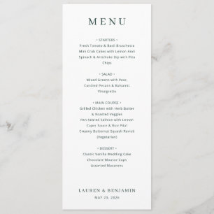 Elegant White Minimalist Menu