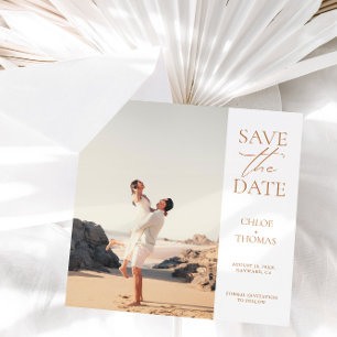Elegant White Minimalist Script Photo Save The Date