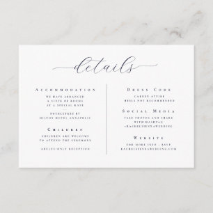 Elegant White Minimalist Script Wedding Details Enclosure Card