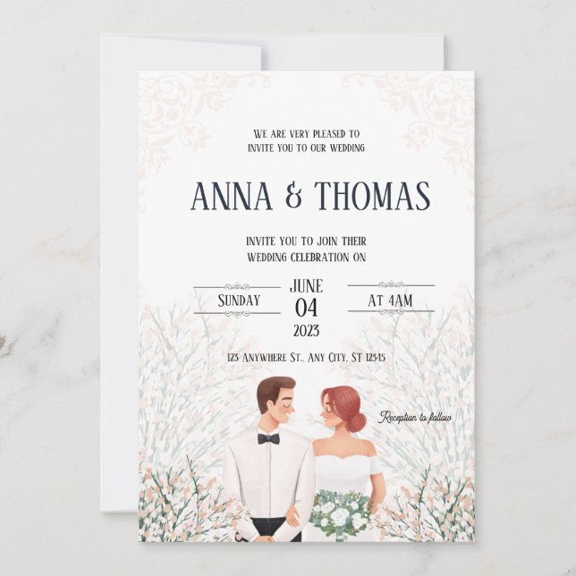 Elegant White Minimalist Wedding Invitation (Front)