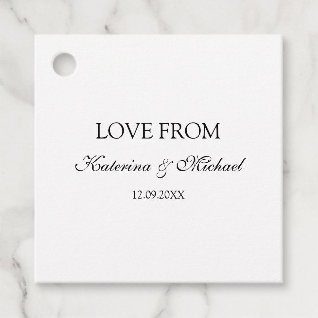 Elegant White Minimalist Wedding Script Gift Favour Tags (Front)