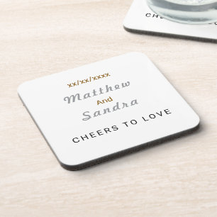 Elegant White Minimalist Wedding Table Drink Coaster