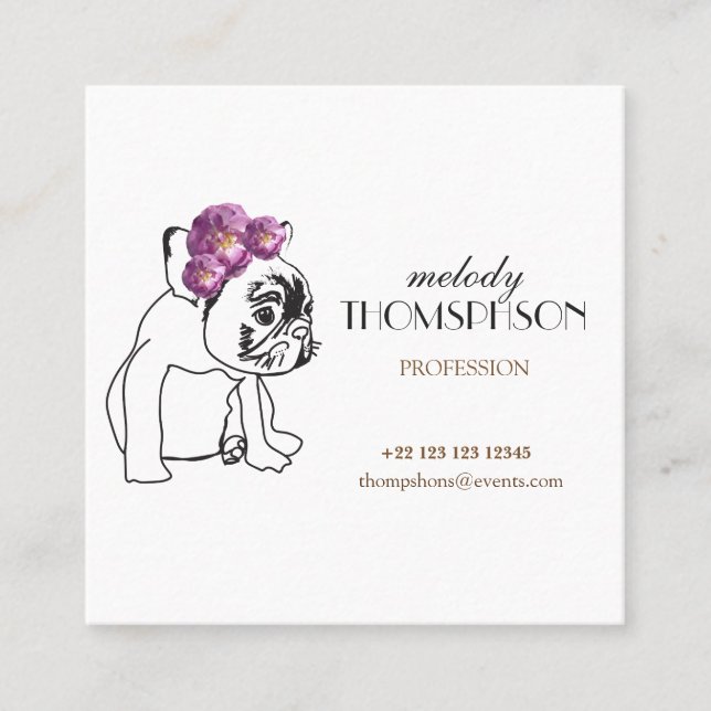Elegant White Modern Art  Square Business Card (Front)