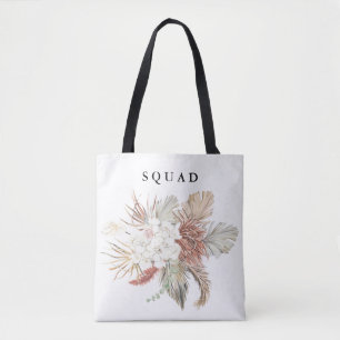 Elegant White Modern Pampas Grass Tropical Jungle Tote Bag