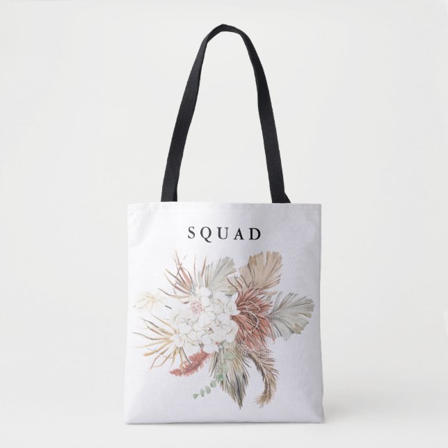 Elegant White Modern Pampas Grass Tropical Jungle Tote Bag (Front)