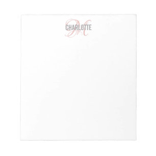 Elegant white monogram name notepad