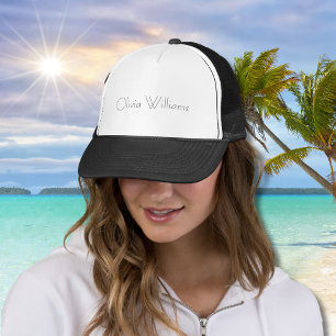 Elegant White Monogram   Stylish Modern Minimalist Trucker Hat