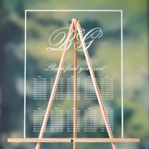 Elegant White Monogram Wedding Seating Chart