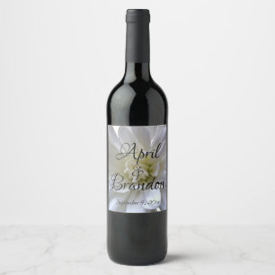 Elegant White mum chrysanthemum Wine Label