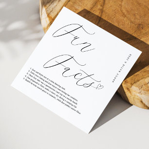 Elegant White Napkins with Personalized Fun Facts