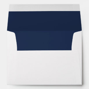 Elegant White & Navy Blue Lined Wedding Modern Envelope