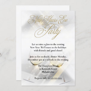Elegant White New Years Eve Party Invitation
