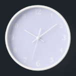 Elegant White Numbers | Classic Pastel Lavender Clock<br><div class="desc">Elegant White Numbers | Classic Pastel Lavender Clock</div>