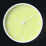 Elegant White Numbers | Classic Pastel Lime Clock<br><div class="desc">Elegant White Numbers | Classic Pastel Lime Clock</div>