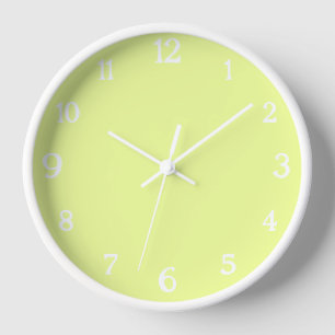 Elegant White Numbers   Classic Pastel Lime Clock