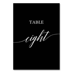 Elegant White on Black Calligraphy Table Eight Number