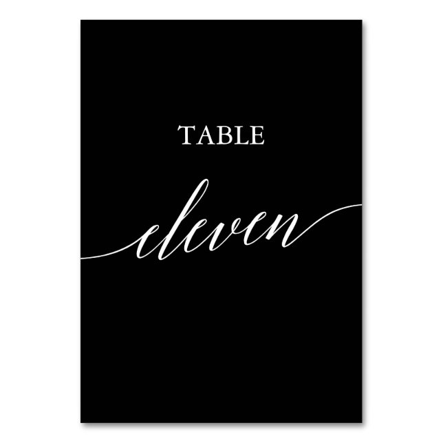 Elegant White on Black Calligraphy Table Eleven Number (Front)