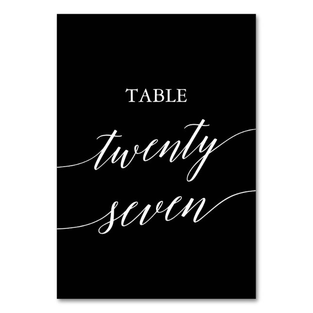 Elegant White on Black Table Twenty Seven Number (Front)